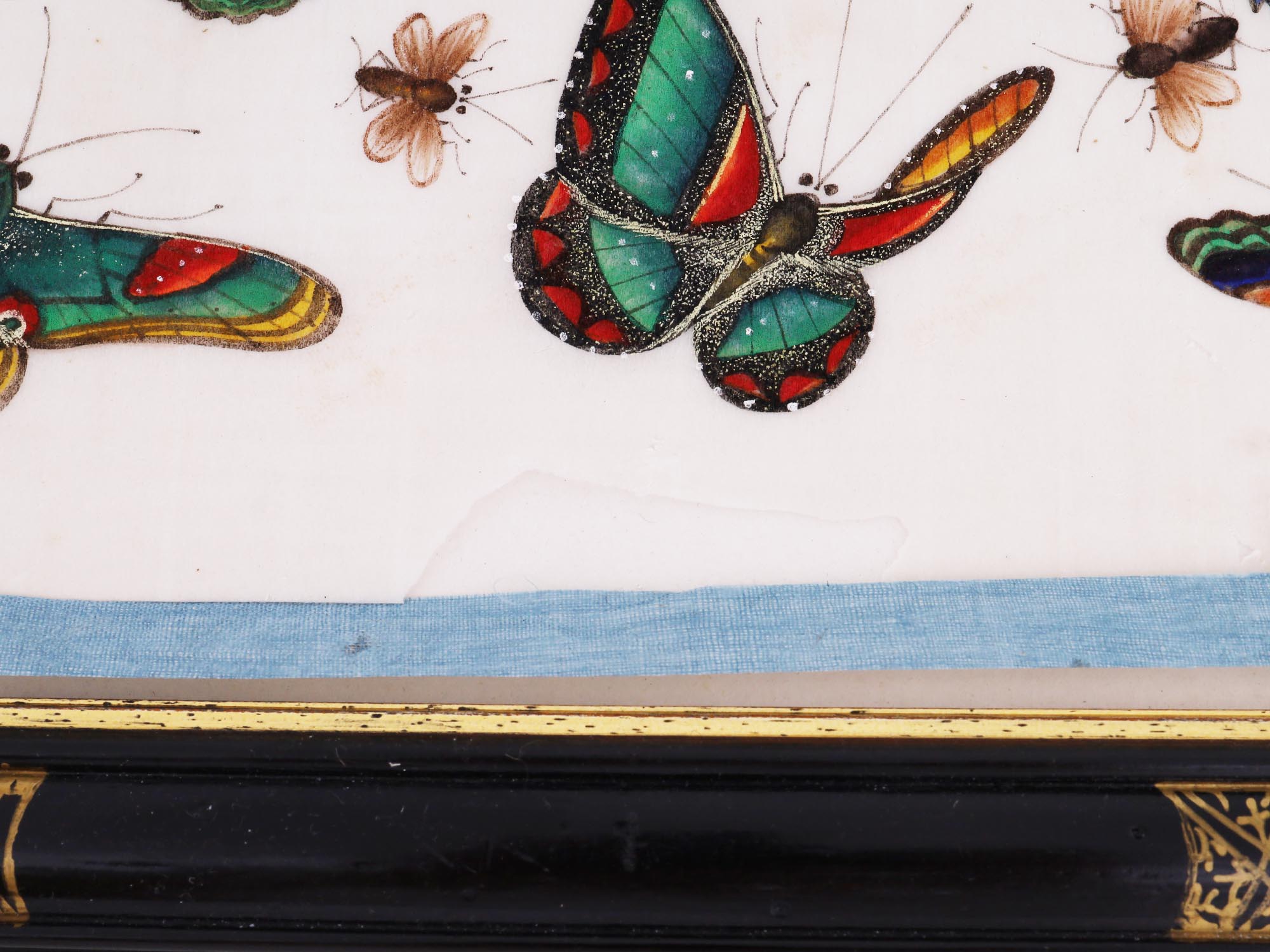 ANTIQUE CHINESE BUTTERFLY PAINTING ON RICE PAPER PIC-4